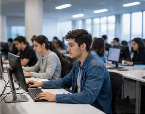 Students using computers in a university lab